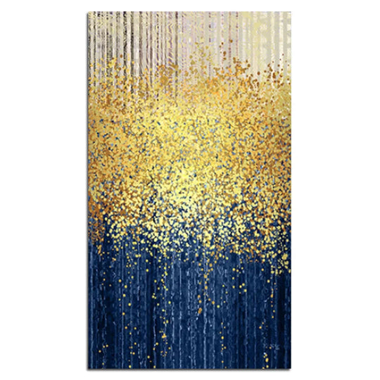 Golden Rain Abstract Vertical Canvas Wall Art