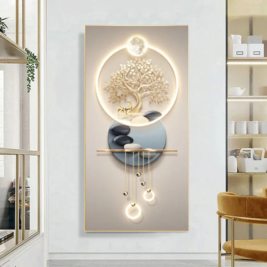 Golden Tree of Life Abstract Canvas Wall Art