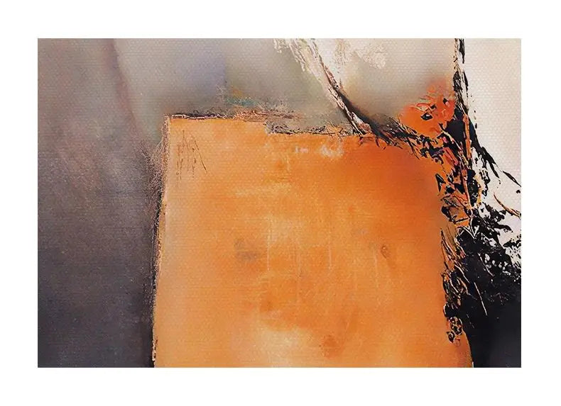 Gray Orange Industrial Abstract Canvas Wall Art