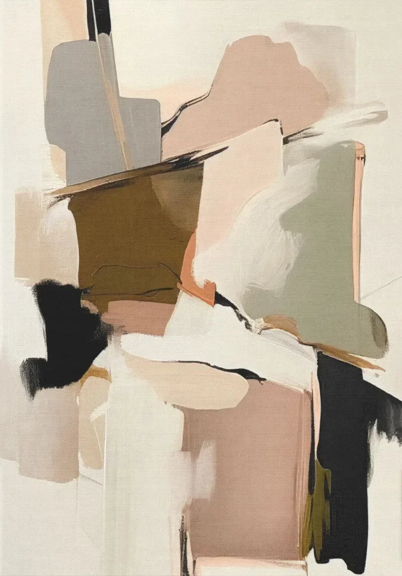 Neutral Abstract Canvas Wall Art For Modern Interiors Unframed