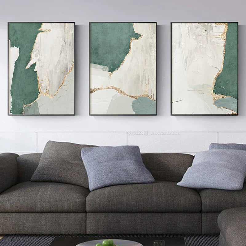Green Brown Nordic Abstract Geomorphic Canvas Wall Art