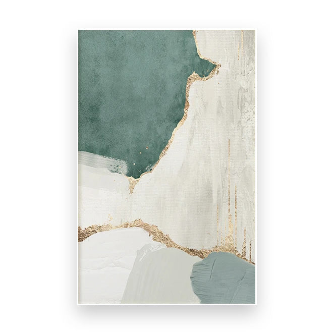 Green Brown Nordic Abstract Geomorphic Canvas Wall Art