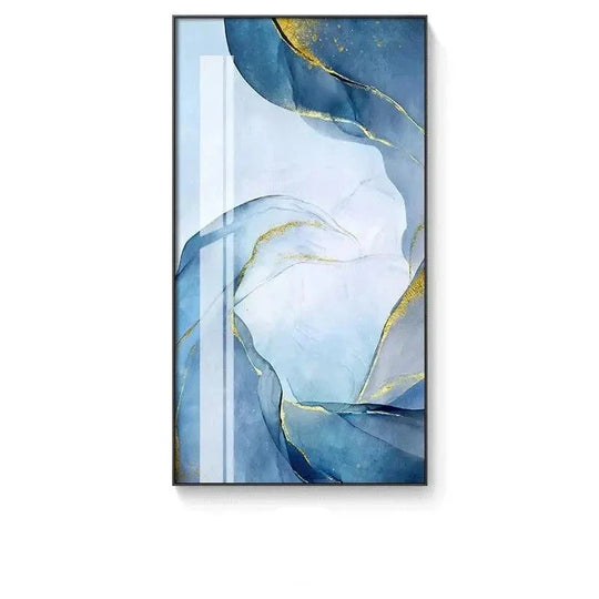 Grey Golden Liquid Marble Abstract Canvas Wall Art Unframed