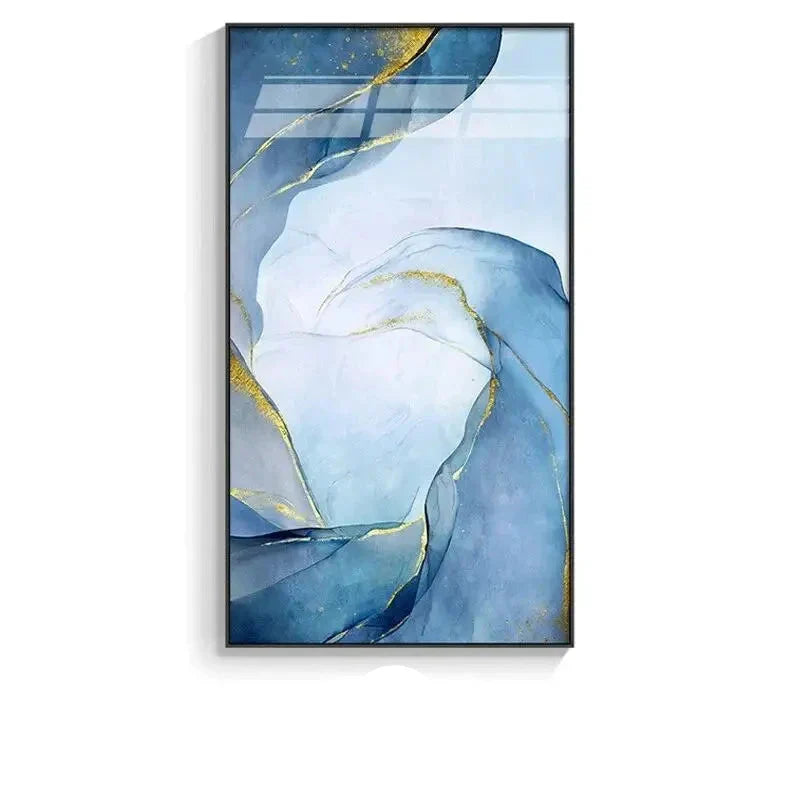 Grey Golden Liquid Marble Abstract Canvas Wall Art Unframed