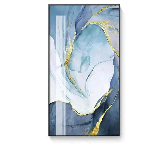 Grey Golden Liquid Marble Abstract Canvas Wall Art Unframed