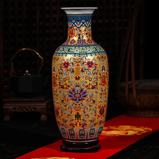 Luxury Jingdezhen Antique Porcelain Longevity Floor Vase