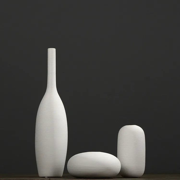 White Ceramic Vase Set for Modern Minimalist Home Decor