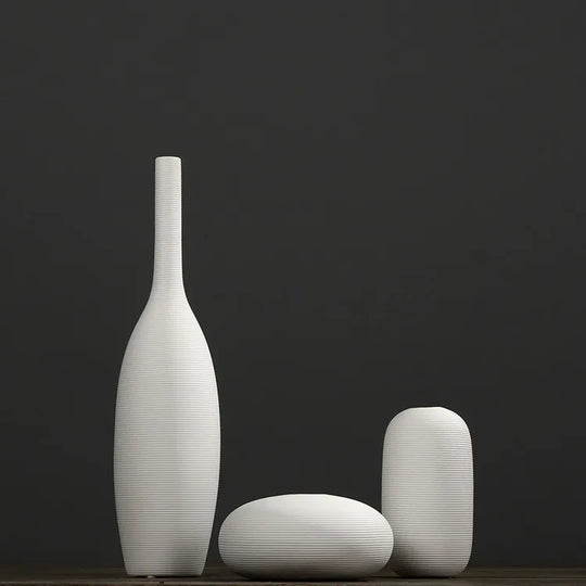 White Ceramic Vase Set for Modern Minimalist Home Decor