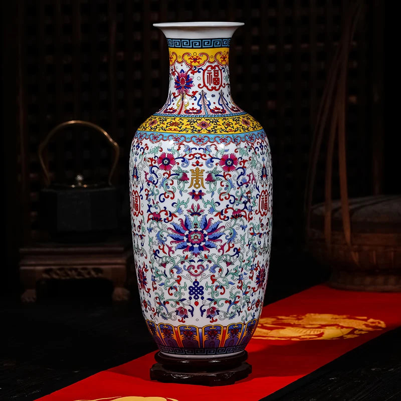 Luxury Jingdezhen Antique Porcelain Longevity Floor Vase