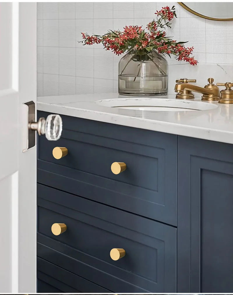 Modern Solid Brass Cabinet Knobs – Minimalist Wardrobe & Kitchen Pulls