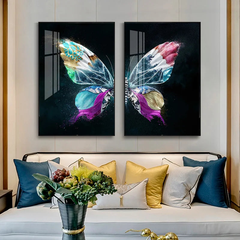 Light Luxury Abstract Butterfly Canvas Wall Art