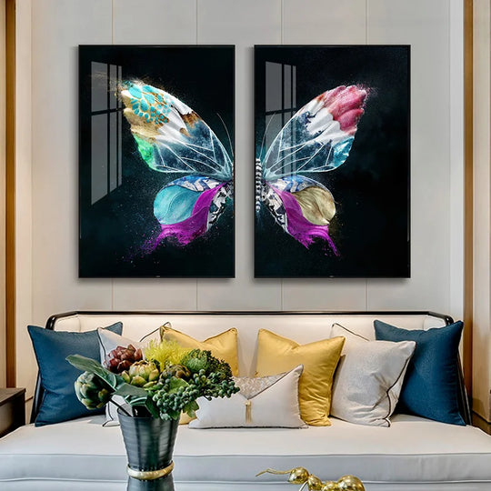 Light Luxury Abstract Butterfly Canvas Wall Art