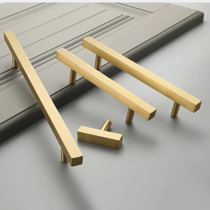 12x12mm Brass Wardrobe Handles – Square Pulls for Cabinets, Drawers, and Dressers (50–380mm)