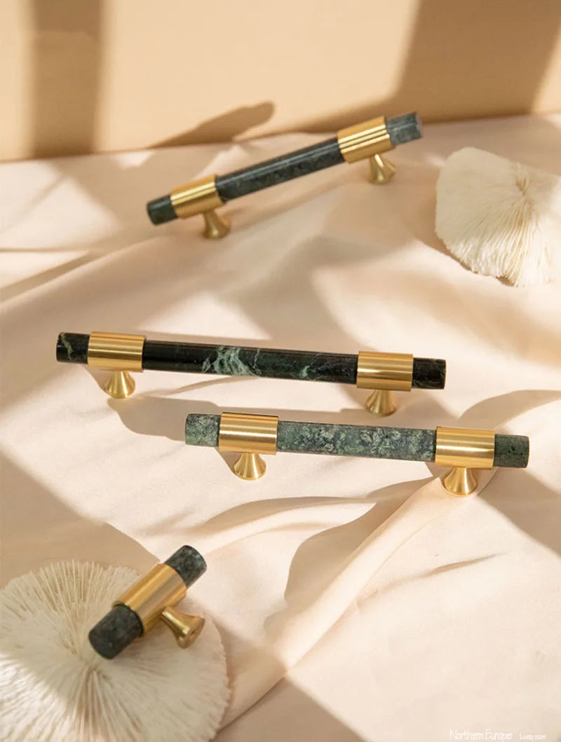 Natural Stone Cabinet Handles – Brass and Marble Knobs for Furniture