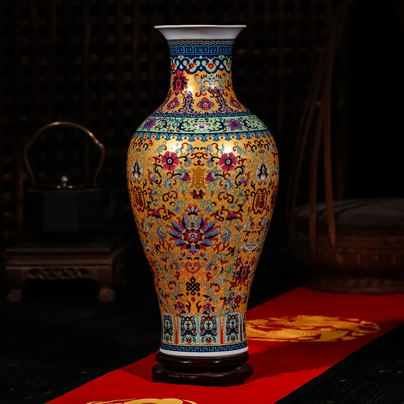 Luxury Jingdezhen Antique Porcelain Longevity Floor Vase