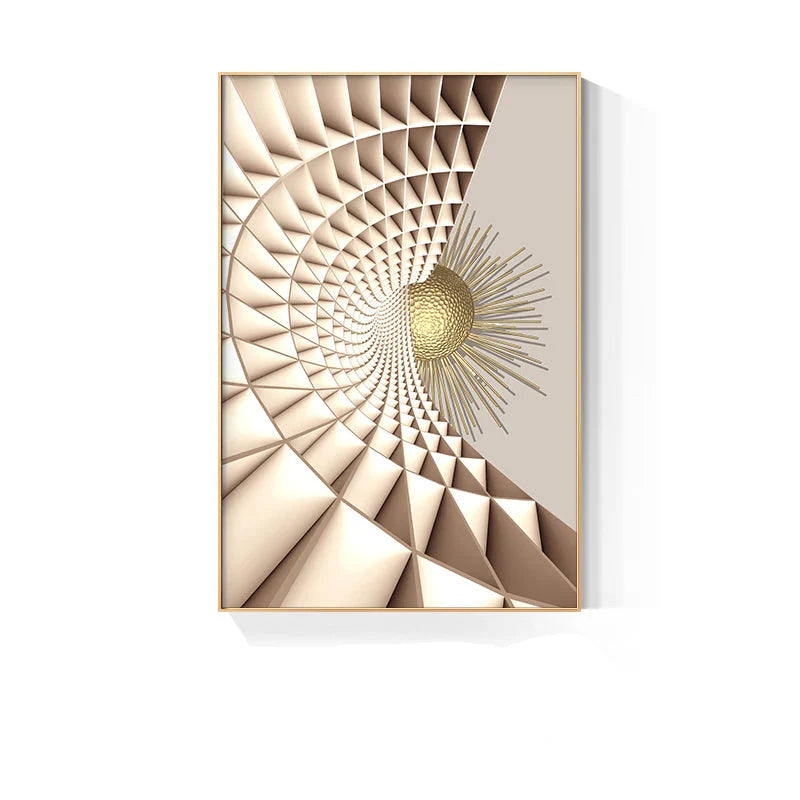 Modern Golden Celestial Geometry Abstract Canvas Wall Art Unframed