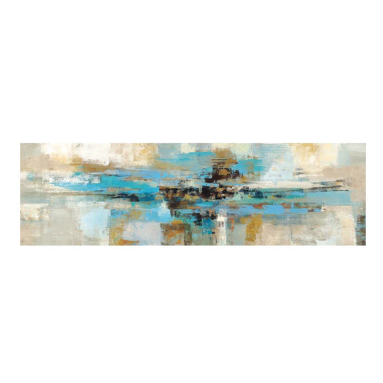 Beige Turquoise Wide Format Abstract Canvas Wall Art Unframed