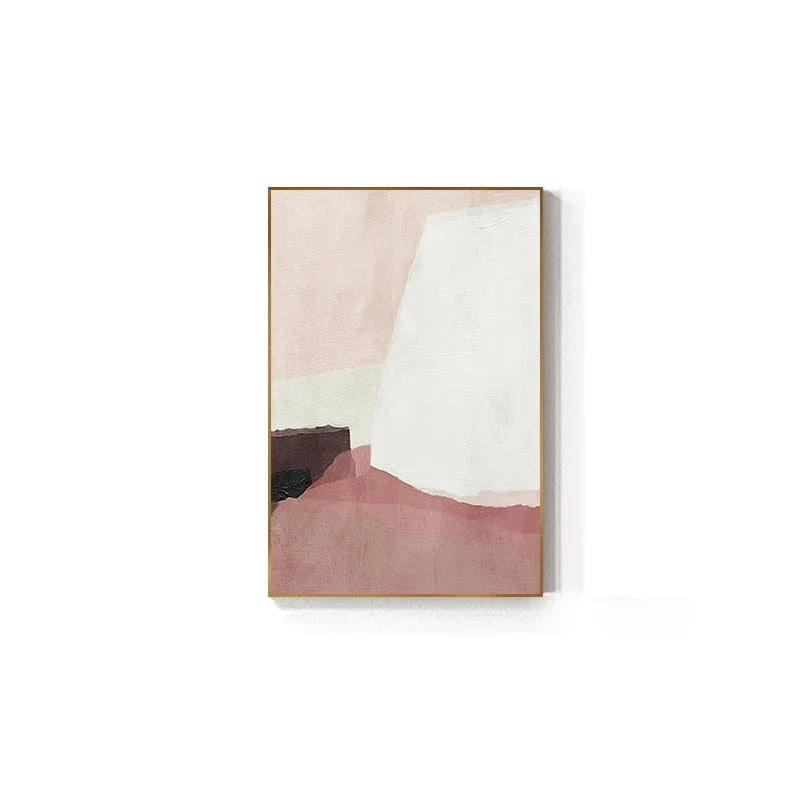 Minimalist Pink White Abstract Canvas Wall Art Unframed