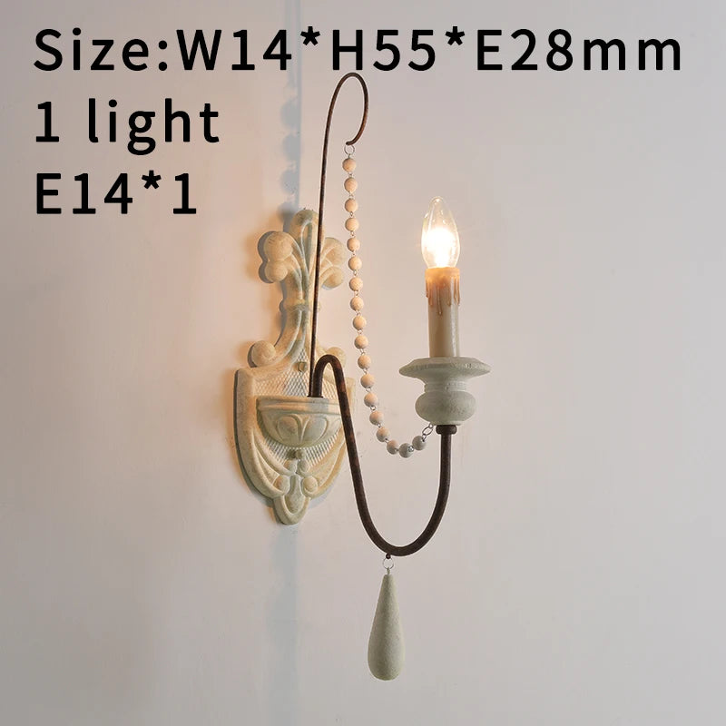 Vintage White Wooden Beads Chandelier – Elegant Foyer & Lobby Pendant Light