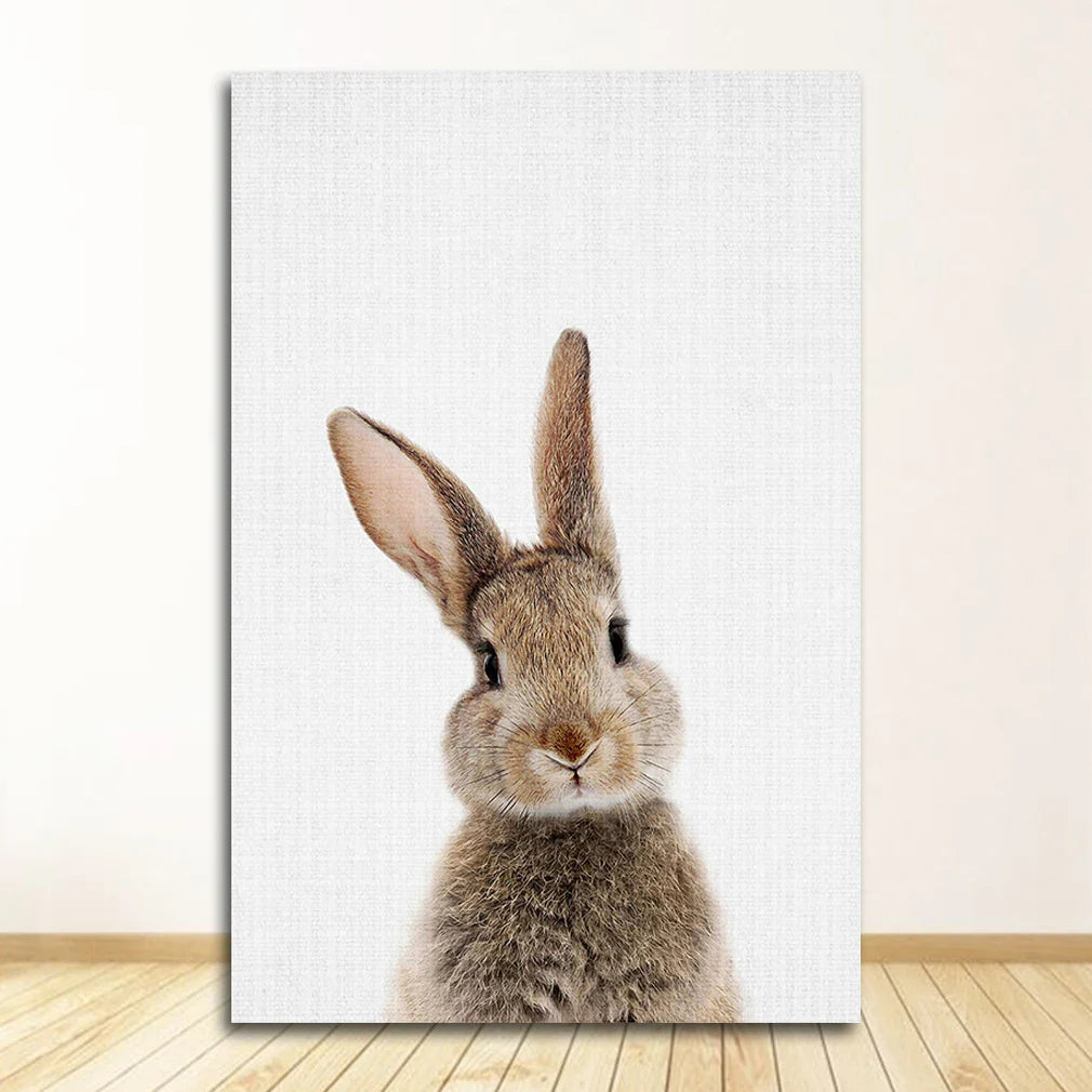 Bear Bunny Elephant Baby Animals Canvas Wall Art