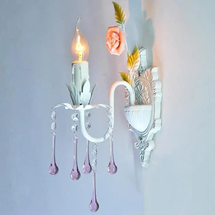 Pink Rose Crystal Wedding Chandelier – Romantic Semi-Flush Ceiling Light