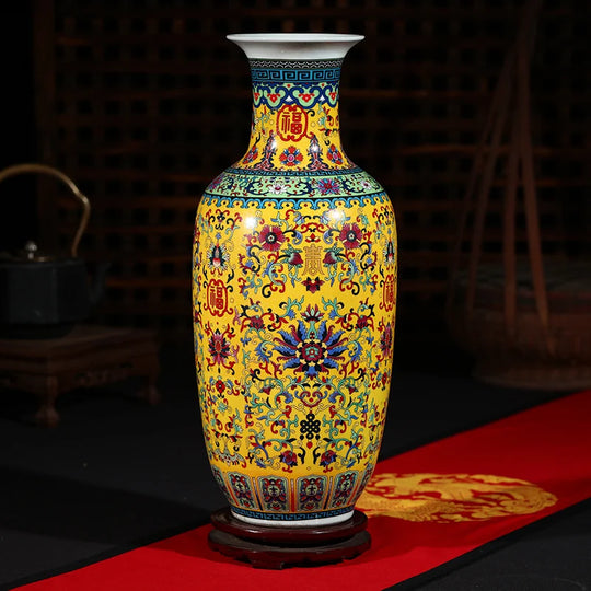 Luxury Jingdezhen Antique Porcelain Longevity Floor Vase