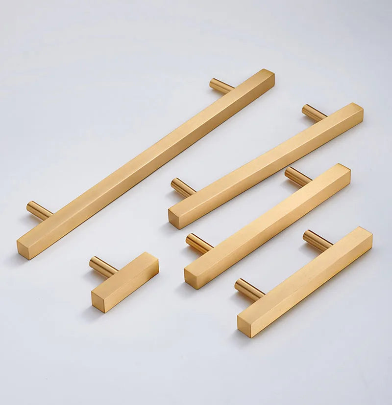 12x12mm Brass Wardrobe Handles – Square Pulls for Cabinets, Drawers, and Dressers (50–380mm)