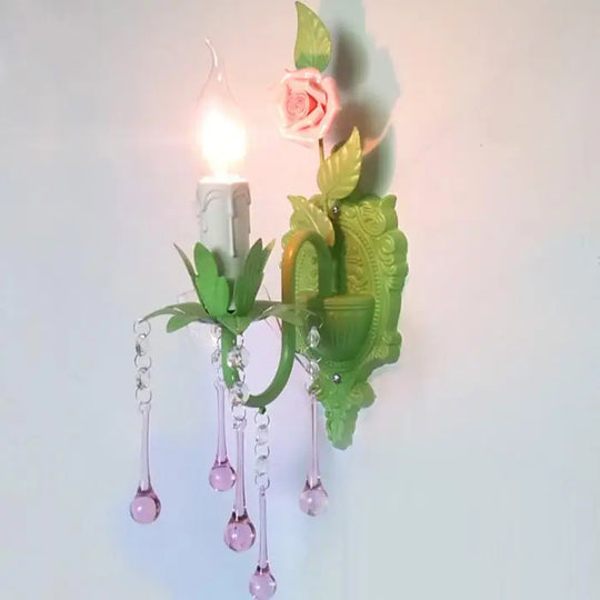 Pink Rose Crystal Wedding Chandelier – Romantic Semi-Flush Ceiling Light