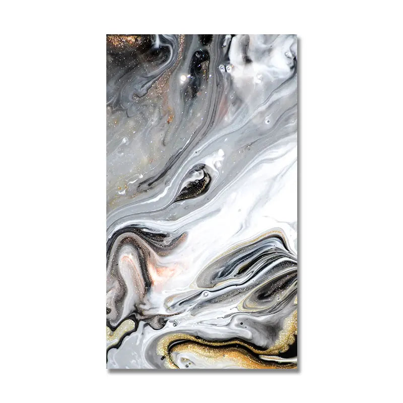 Big Size Golden Grey Liquid Marble Canvas Wall Art Unframed