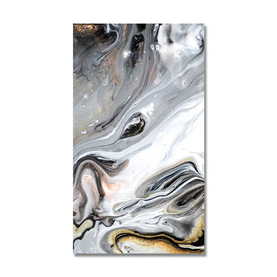 Big Size Golden Grey Liquid Marble Canvas Wall Art Unframed