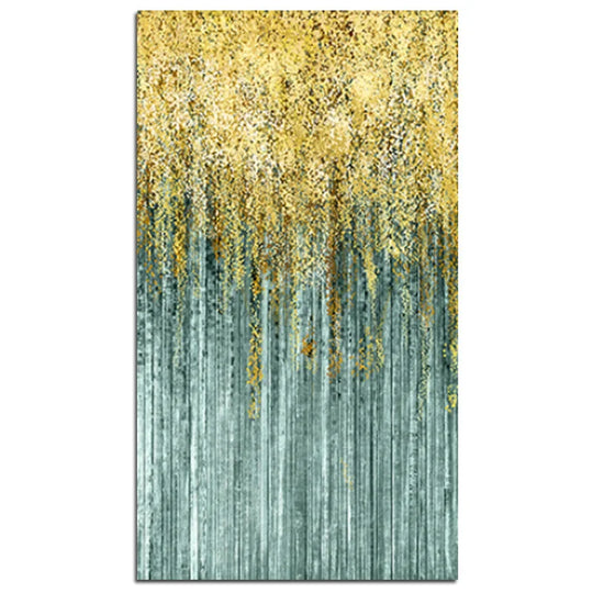 Golden Rain Abstract Vertical Canvas Wall Art