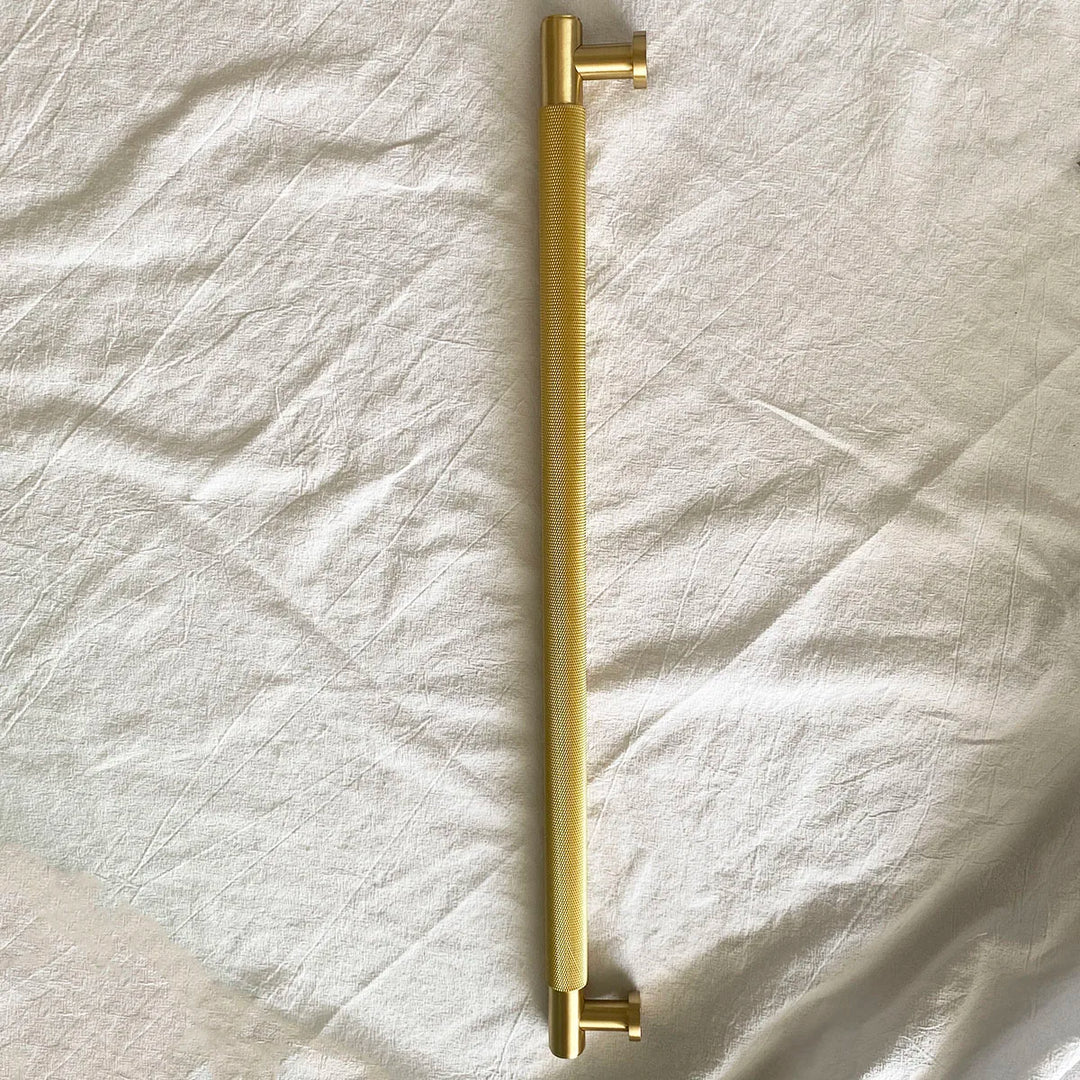 52cm Brass Knurled Door Handle – Gold Pulls for Sliding Glass, Barn, and Shower Doors