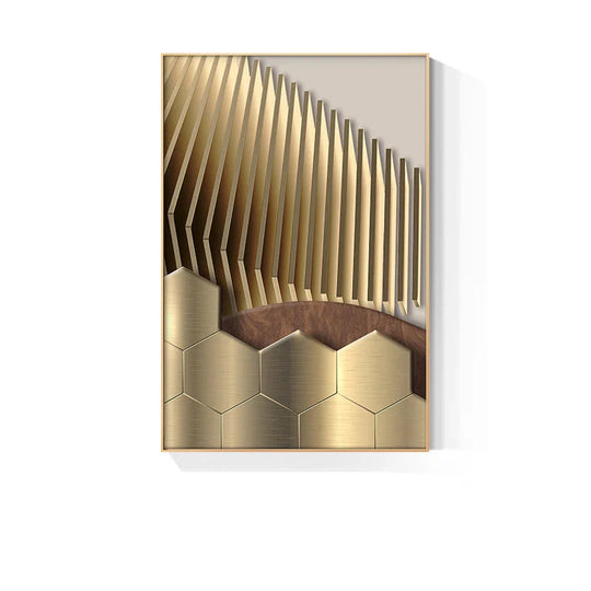 Modern Golden Celestial Geometry Abstract Canvas Wall Art Unframed