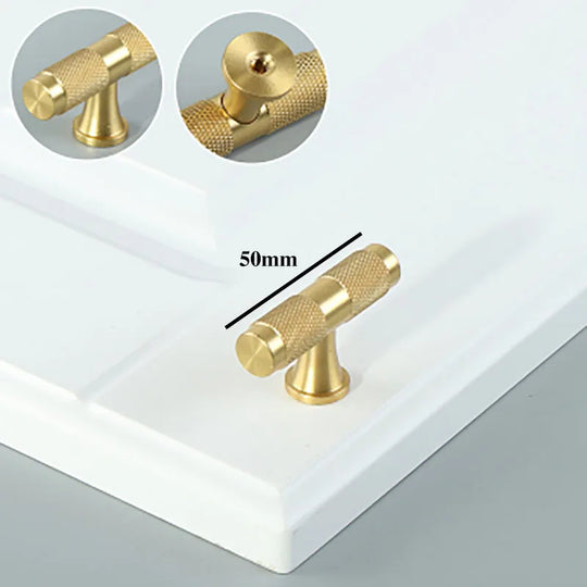 Gold Knurled Brass Handles – Modern Textured Pulls and Knobs for Furniture (50–500mm)