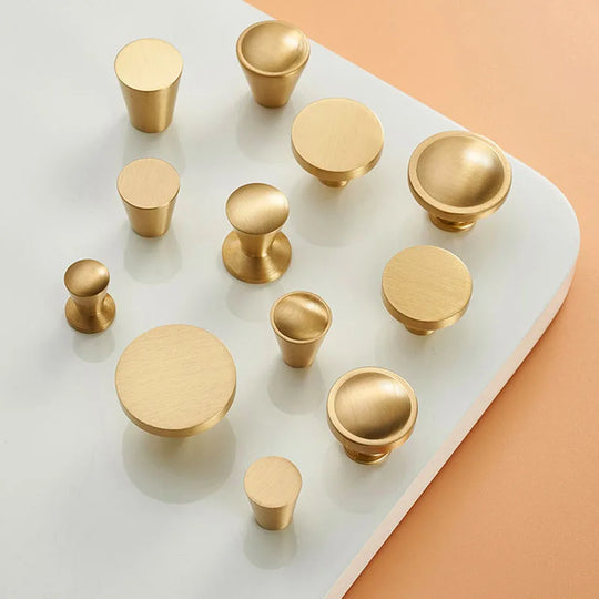Modern Solid Brass Cabinet Knobs – Minimalist Wardrobe & Kitchen Pulls