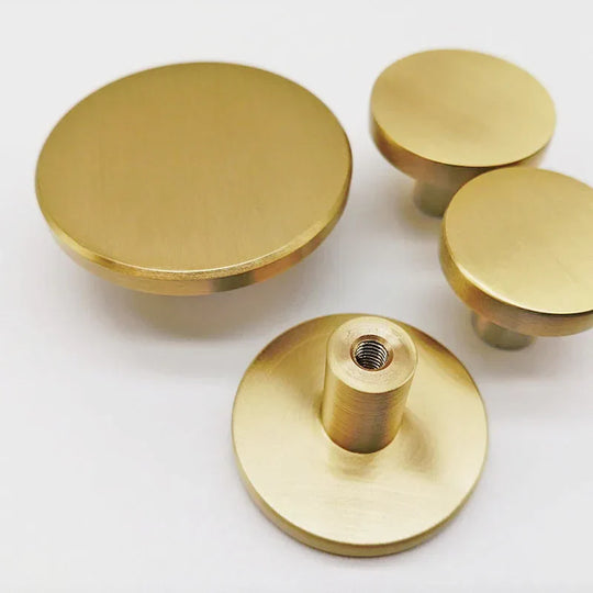 Solid Brass Cabinet Knobs (Set of 6) – European Round Handles