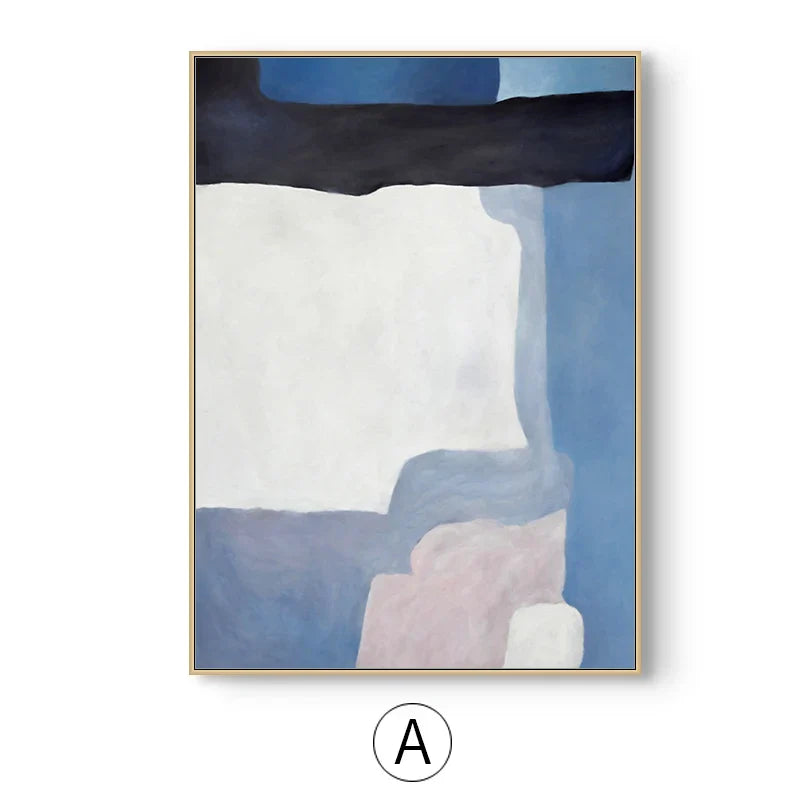Abstract Shades of Blue Canvas Wall Art Unframed