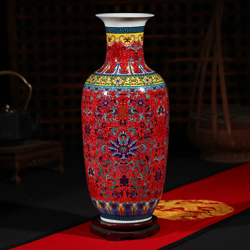 Luxury Jingdezhen Antique Porcelain Longevity Floor Vase