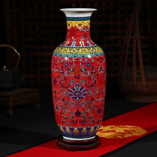 Luxury Jingdezhen Antique Porcelain Longevity Floor Vase