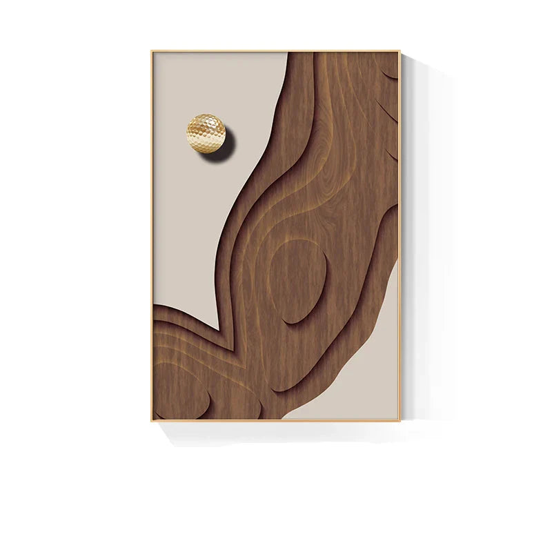 Modern Golden Celestial Geometry Abstract Canvas Wall Art Unframed