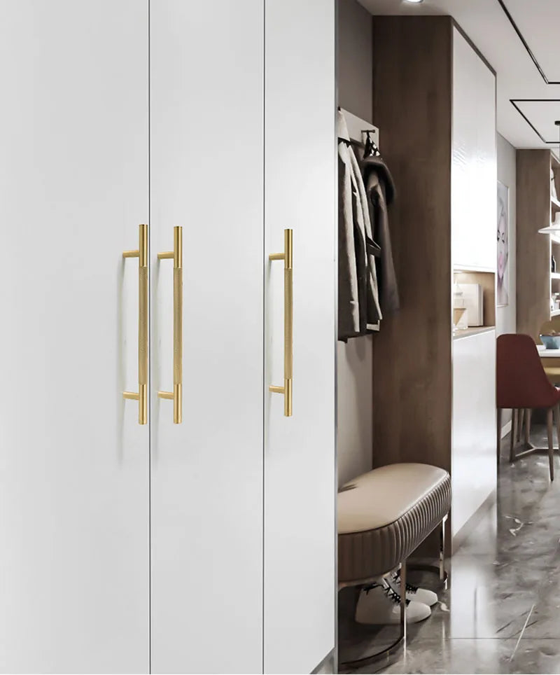 Brass Textured Cabinet Handles – Knurled Pulls and Knobs for Furniture