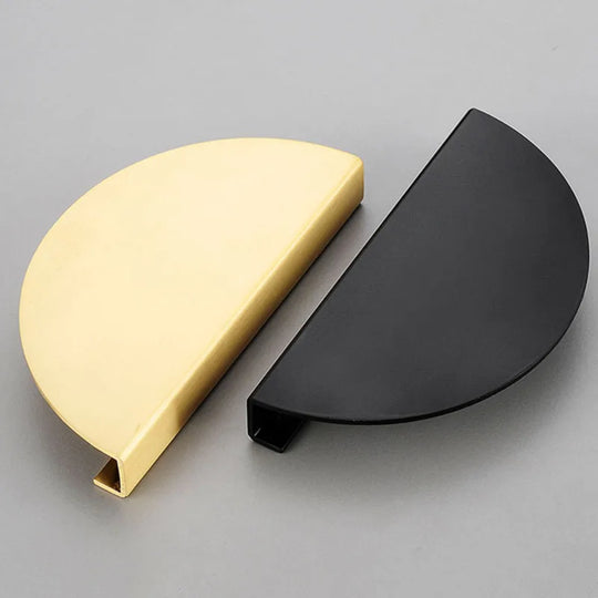 Half-Round Brass Wardrobe Handles – Modern Gold, Black & Silver Pulls