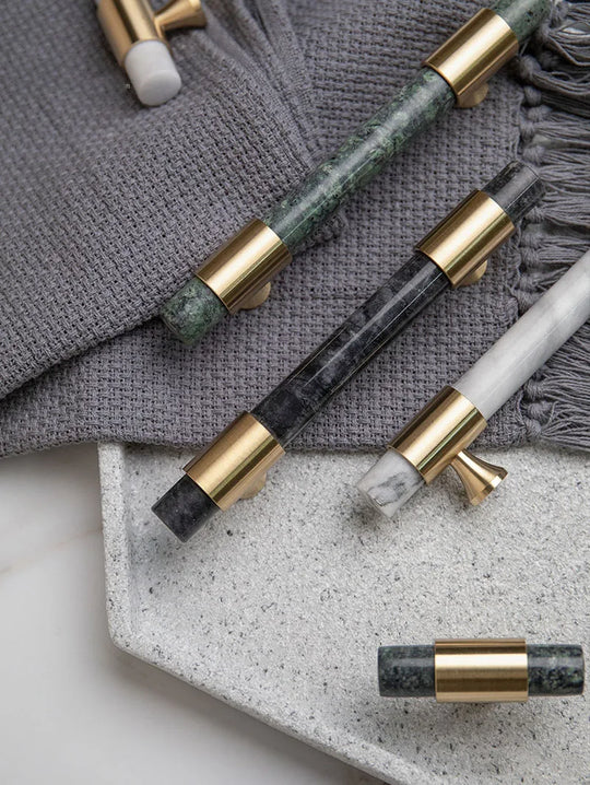 Natural Stone Cabinet Handles – Brass and Marble Knobs for Furniture