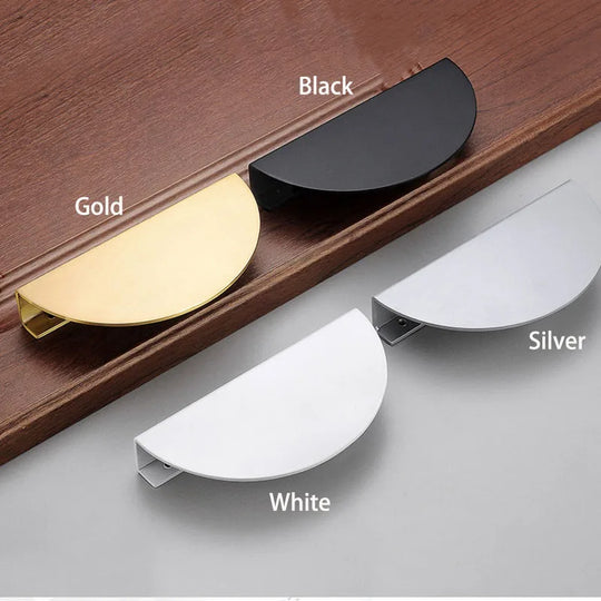Half-Round Brass Wardrobe Handles – Modern Gold, Black & Silver Pulls