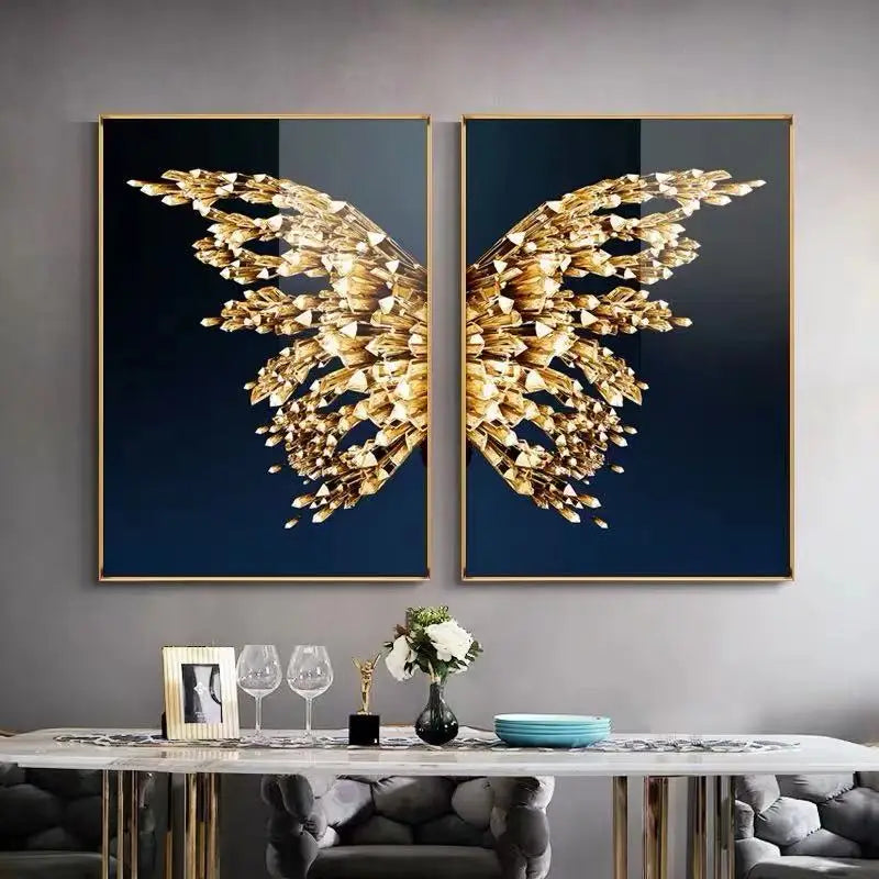 Light Luxury Abstract Butterfly Canvas Wall Art