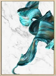 Modern Abstract Flowing Jade Silk Canvas Wall Art Unframed