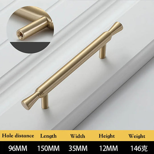 Solid Brass Kitchen Cabinet Handles – Modern Bar Pulls for Furniture
