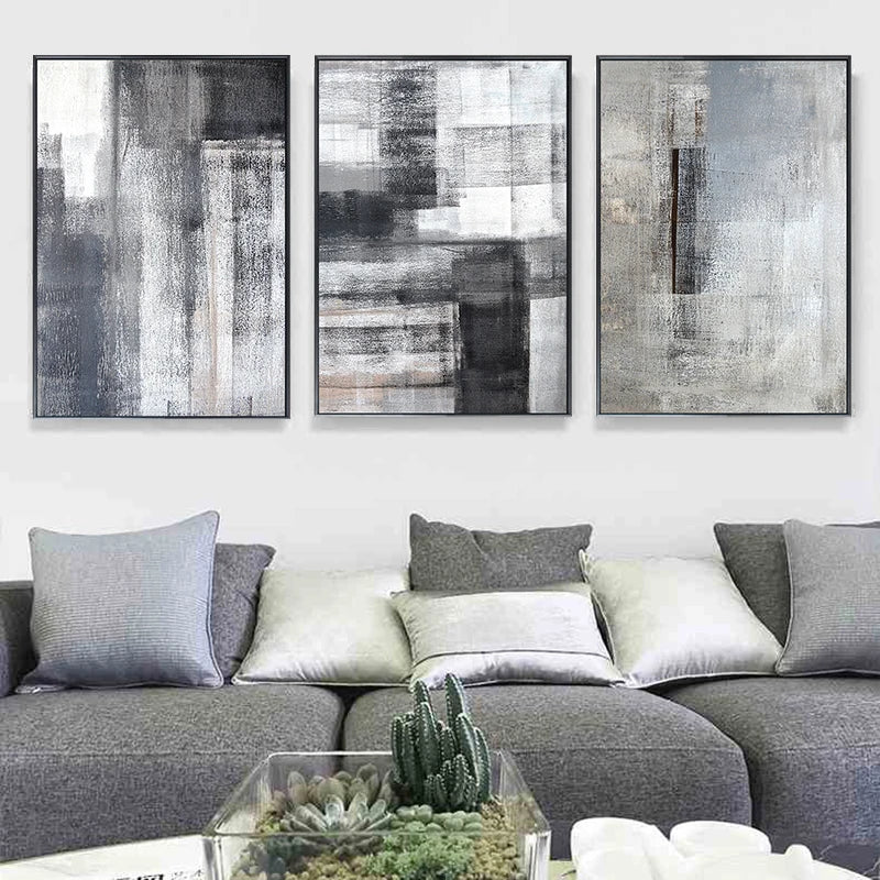 Black White Grey Urban Abstract Canvas Wall Art