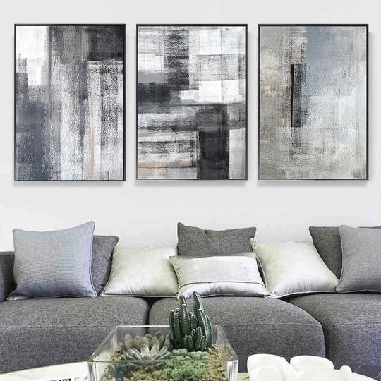 Black White Grey Urban Abstract Canvas Wall Art
