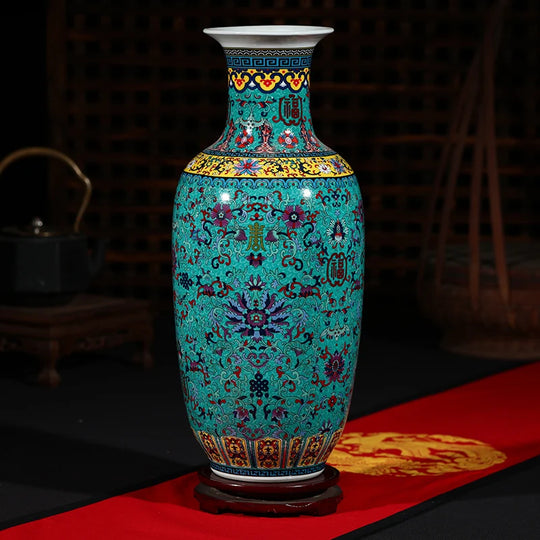 Luxury Jingdezhen Antique Porcelain Longevity Floor Vase